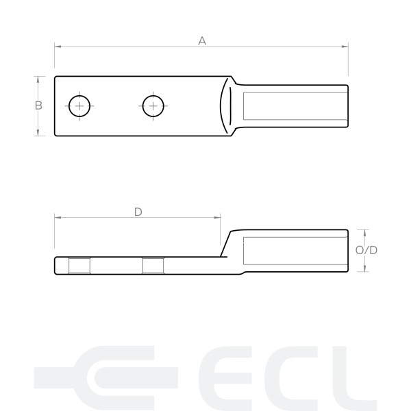 Aluminium Long Palm Lugs dimensions