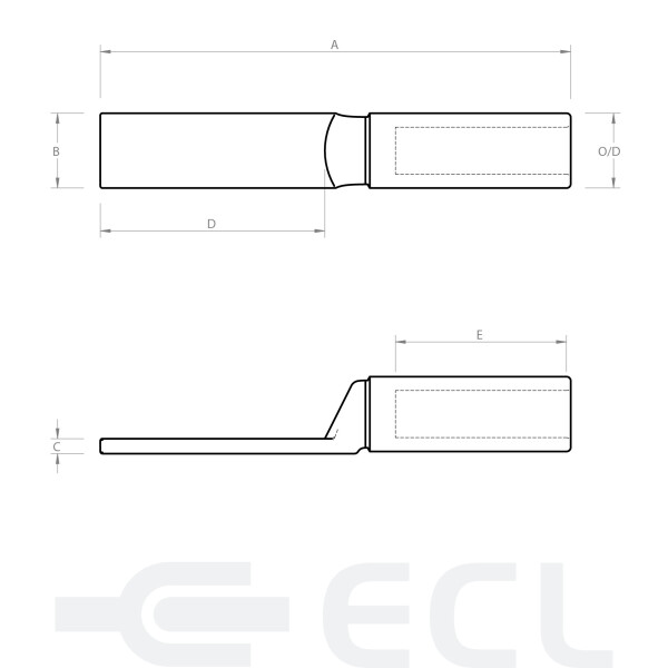 Bimetal Long Palm Lugs dimensions