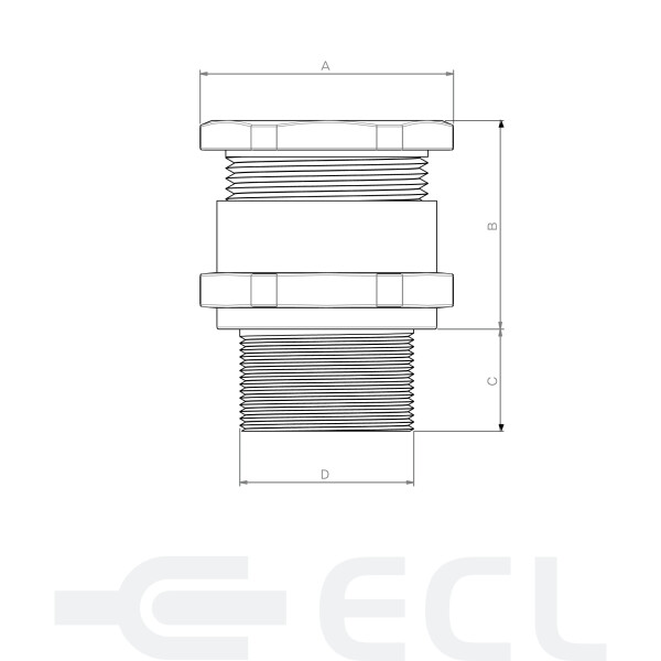 Cable Glands Unarmoured A2 dimensions