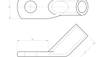 Copper 45 Degree Angle Lugs dimensions