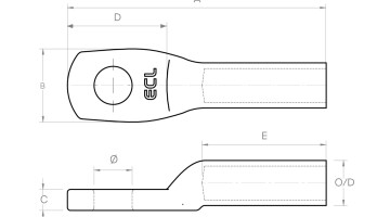 Copper Solid Forged Lugs dimensions