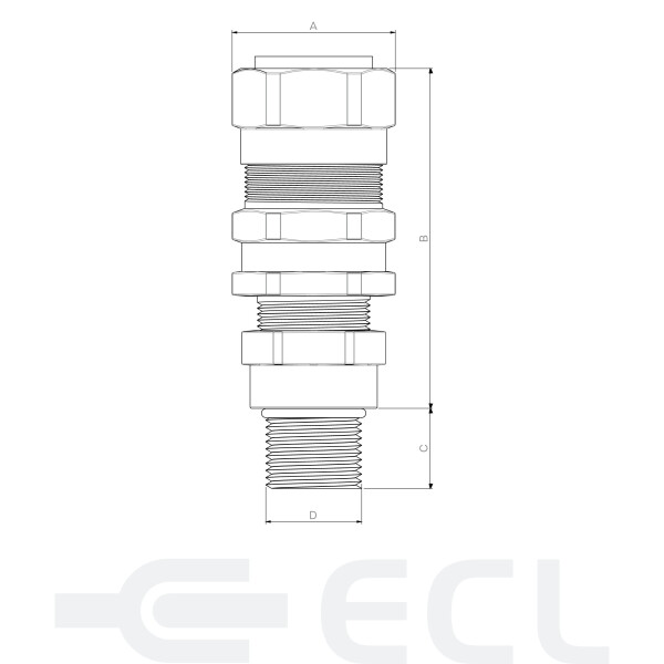 E1FW Flameproof Armoured Cable Glands dimensions