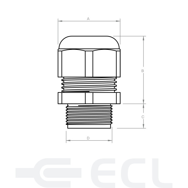 Nylon Ex e Gas Dust Rated Cable Gland dimensions